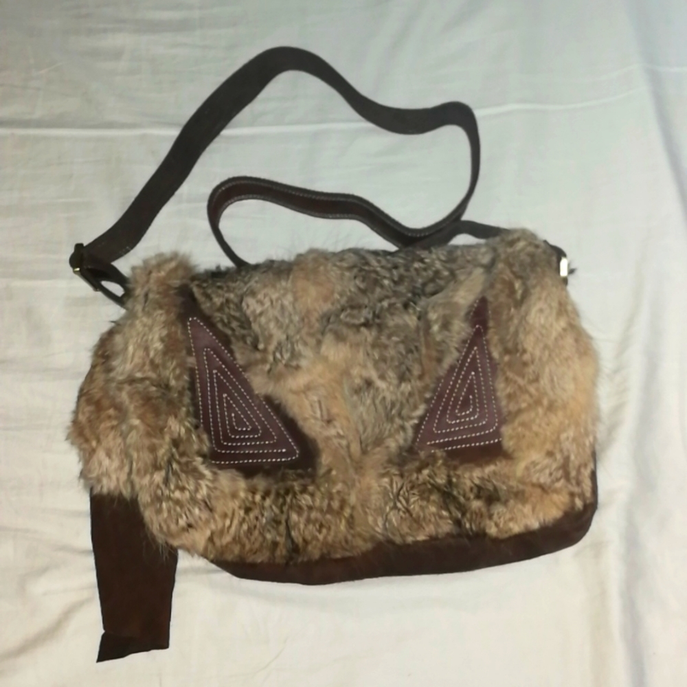 Real Leather And Fur Crossbody Gem